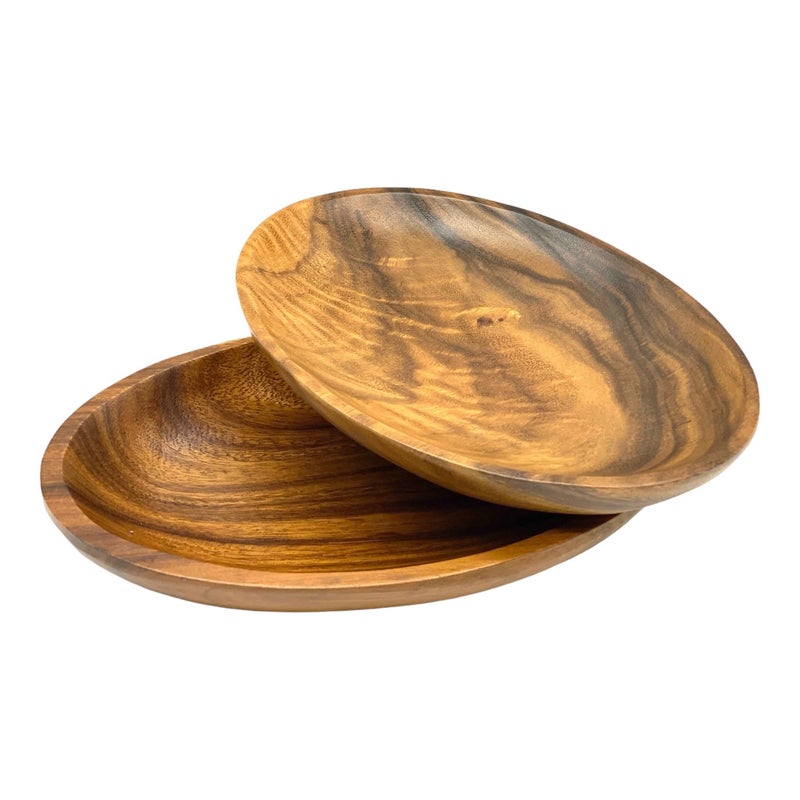 WRIGHTMART Acacia Wood Oval Bowl, Handmade, Rustic Server for Foods, Salads, Fruits, Bread - Dining Table & Kitchen Counter DÃ©cor - Entryway Key & Coin Catch-All Tray, 10.75" x 7" x 1.75" - Image 1